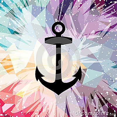 Abstract colorful anchor navy nautical theme Vector Illustration