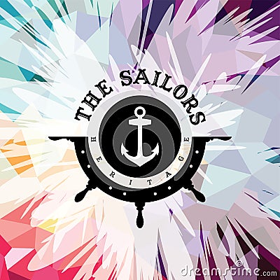 Abstract colorful anchor navy nautical theme Vector Illustration