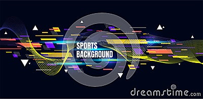 Abstract colorful art for sports background. Dynamic particles. Modern science and technology element with line design. Vector Vector Illustration