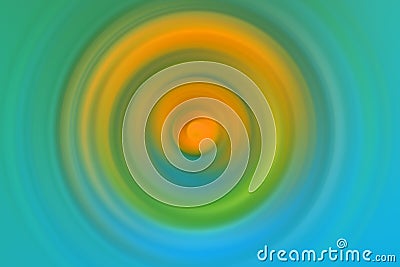Abstract colorful background with circles shape in light blue, green and yellow gradation colors. Digital effect rotation motion Stock Photo