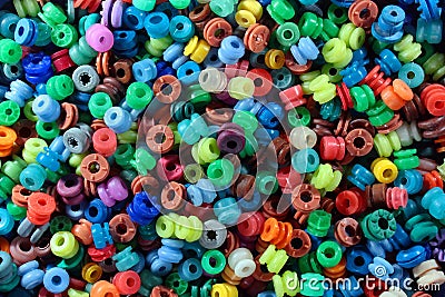 Abstract colorful background. Medley of many round soft gel beads Stock Photo
