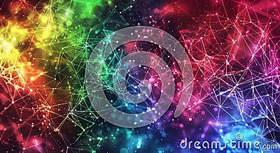 Abstract colorful background. Multicolored abstract backgdrop depicting an interconnected network of technology. Concept of Stock Photo