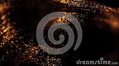 Abstract colorful background and texture, festive golden expensive tones, Thousand small glowing particles flying on a black Stock Photo