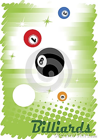 Abstract colorful billiard poster Vector Illustration