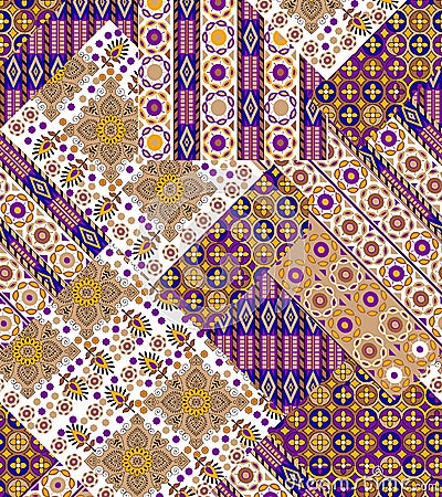 Abstract colorful block print pattern Stock Photo