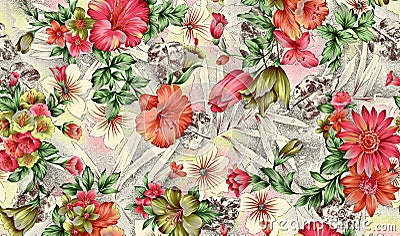Abstract colorful block print pattern Stock Photo