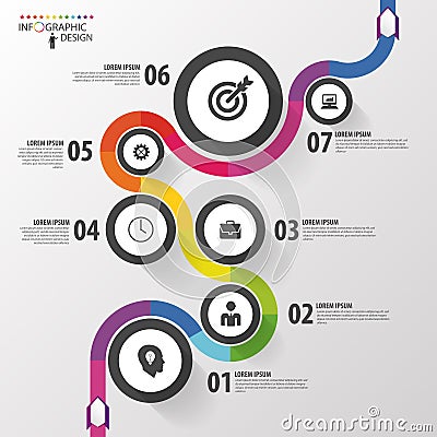 Abstract colorful business path. Timeline infographic template. Vector Vector Illustration