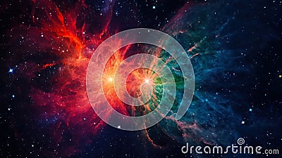 abstract colorful celestial collision between two stars in space generative ai Stock Photo
