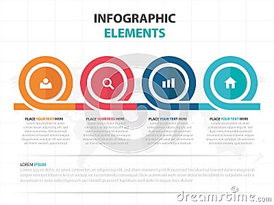 Abstract colorful circle business timeline Infographics elements, presentation template flat design vector illustration for web Vector Illustration