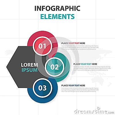 Abstract colorful circle hexagon business Infographics elements, presentation template flat design vector illustration for web Vector Illustration