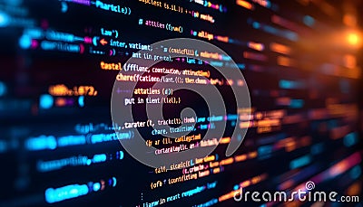 Abstract Colorful Code Screen Background for Tech Projects Stock Photo