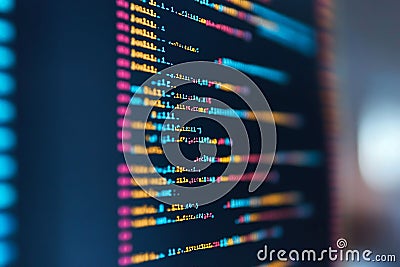 Abstract Colorful Coding Lines Digital Technology Background Software Development Programming Code Lines Screen Display Stock Photo