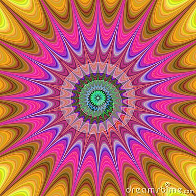 Abstract colorful concentric curved star fractal Vector Illustration