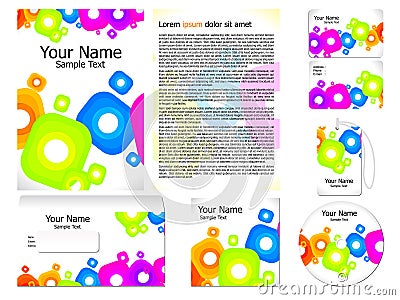 Abstract colorful corporate id template Vector Illustration