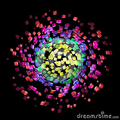 Abstract colorful cubes atmosphere spinning Vector Illustration