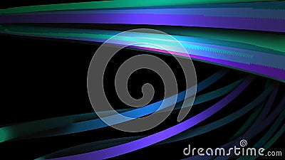 Abstract colorful curved lines flowing on black background, seamless loop. Animation. Blue and green abstract wires Stock Photo