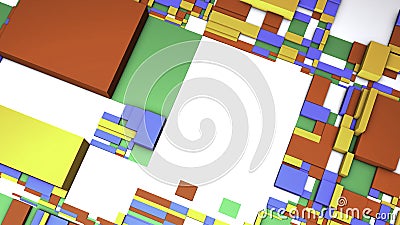 Abstract colorful 3D rectangles background. Motion. Randomly placed figures of different colors and size. Stock Photo