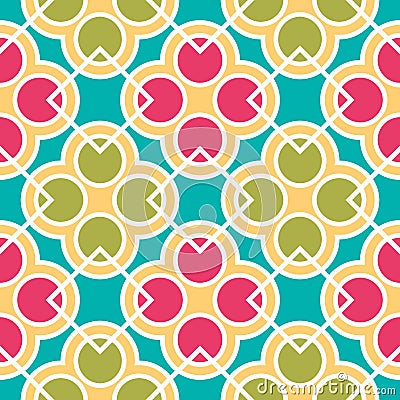 Colorful seamless geometric pattern with circles and squares Vector Illustration