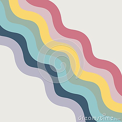 Abstract colorful diagonal waves design Cartoon Illustration