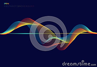 Abstract colorful digital equalizer wave lines on dark blue background technology concept Vector Illustration