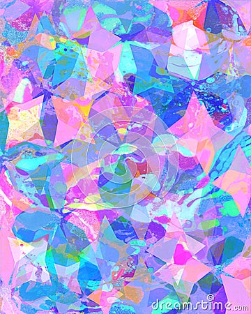 Abstract colorful digital and handmade painting watercolor geometric background Stock Photo