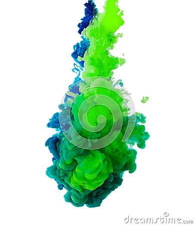 Abstract from colorful dye ink in water art isolated on white background Stock Photo