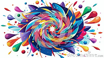 Abstract colorful dynamic chaotic particle on white background. Vector illustration Vector Illustration