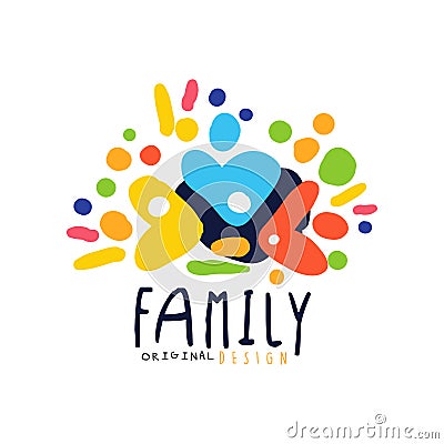 Abstract colorful family logo design template Vector Illustration