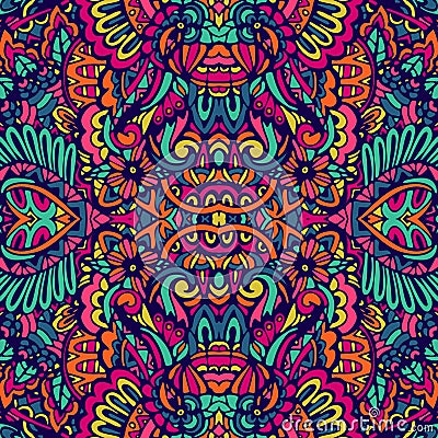 Abstract colorful festival doodle unique ethnic seamless pattern ornamental Vector Illustration