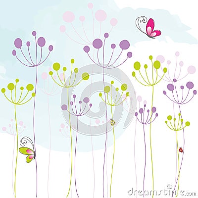 Abstract colorful floral butterfly background Vector Illustration