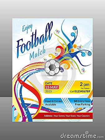 Abstract colorful football flyer Cartoon Illustration