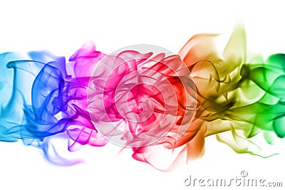 Abstract colorful fume patterns over the white background Stock Photo