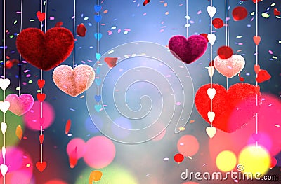 Abstract colorful furry hearts Stock Photo