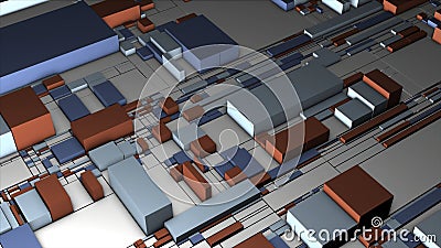 Abstract colorful geometric 3D rectangles, expanding surface. Motion. Many blocks of different size and colors. Stock Photo