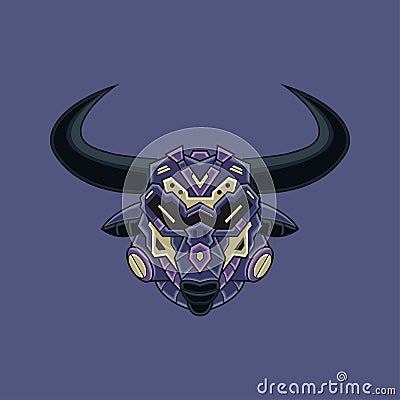 Abstract Colorful Geometric Ornament Doodle Bull Illustration Cartoon Concept Vector. Suitable For Logo, Wallpaper, Banner, Vector Illustration