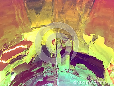 Abstract colorful glitch distortion background with infinity spots. Stock Photo