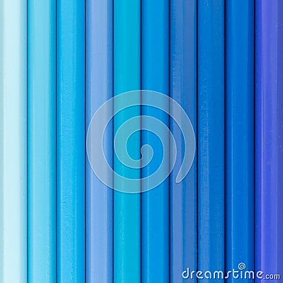 Blue colored pencils background top view Stock Photo