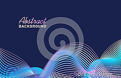 Abstract colorful gradient waves background vector illustration. Bright curved line digital creative vibration isolated Vector Illustration
