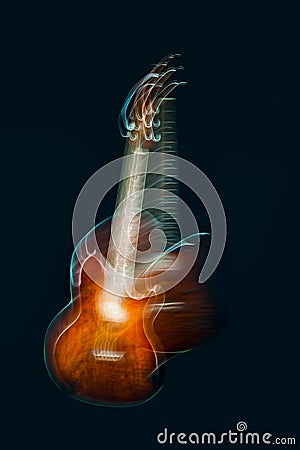 Abstract colorful guitar dark misterious musical background Stock Photo