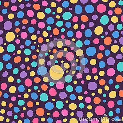 Abstract Colorful Hand Sketched Circles Seamless Background Pattern Vector Illustration