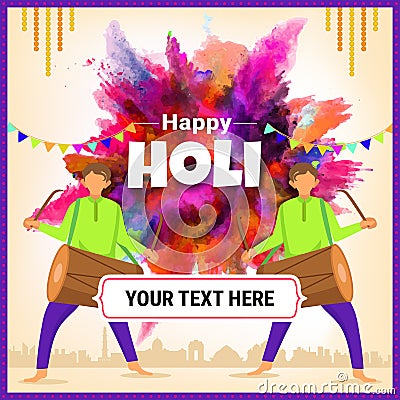 Abstract colorful Happy Holi graphic template for personal and corporate greeting card. Happy holi banner. Stock Photo