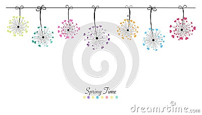 Abstract colorful heart dandelion spring time vector background Vector Illustration