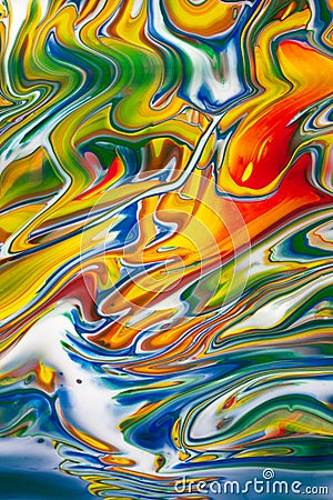 Abstract colorful image of spilled oil paint Vertcial Stock Photo