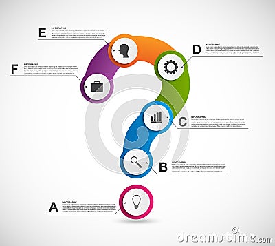 Abstract colorful infographic in the form of question mark. Design elements. Vector Illustration