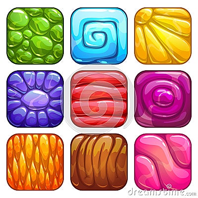 Abstract colorful jelly app icons set. Vector Illustration