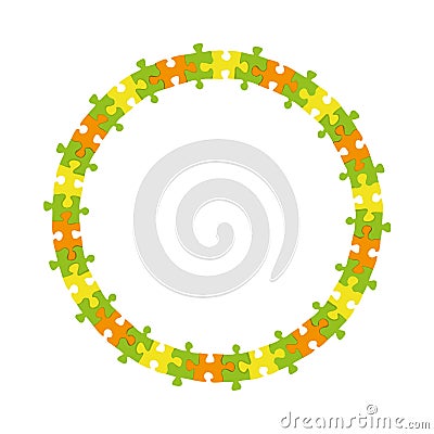 Abstract colorful jigsaw puzzle circle frame wheel vector background Vector Illustration