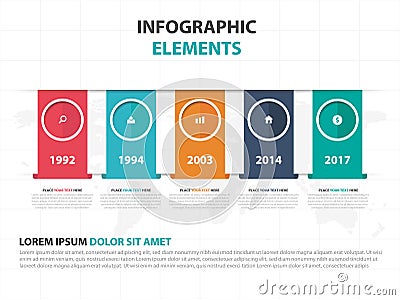 Abstract colorful label business timeline Infographics elements, presentation template flat design vector illustration for web Vector Illustration