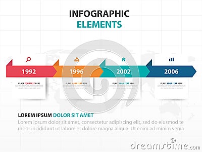 Abstract colorful label business timeline Infographics elements, presentation template flat design vector illustration for web Vector Illustration