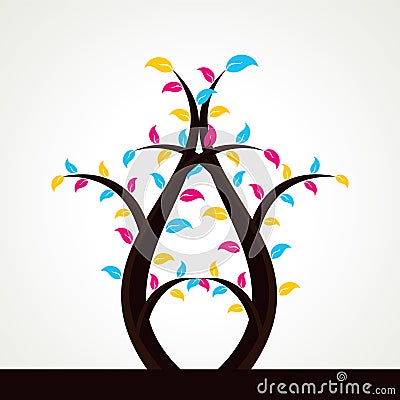 Abstract colorful leaf tree Vector Illustration