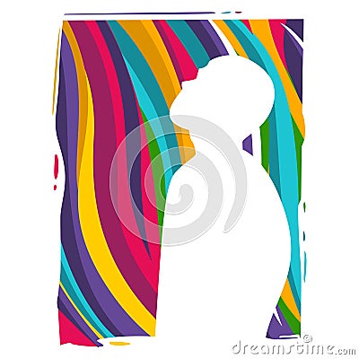 Abstract colorful male silhouette looking up vector illustration Cartoon Illustration